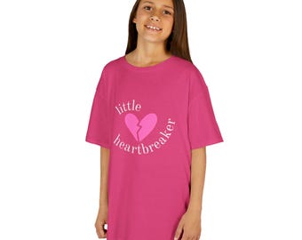 Girls | Pink Broken Heart Kids T-Shirt | Minimal Heart Graphic