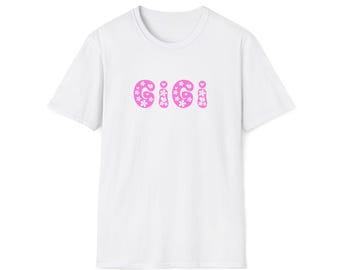 Koszulka Gigi | Retro kwiatowy napis | Litera bąbelkowa | Walentynki