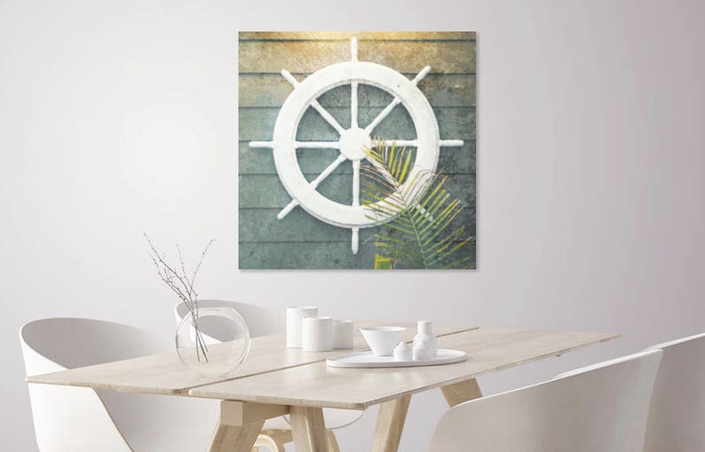 Ship Wheel Nautical Decor Print Coastal Decor Beach | Etsy