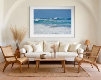 Turquoise Ocean Waves Art Print: Coastal Beach Photography