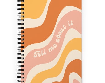 Blank Spiral Notebook Journal for Daily Writing Mindfulness Journal in Wavy Stripes Notebook for Writers Gift Journal Blank Orange Notebook