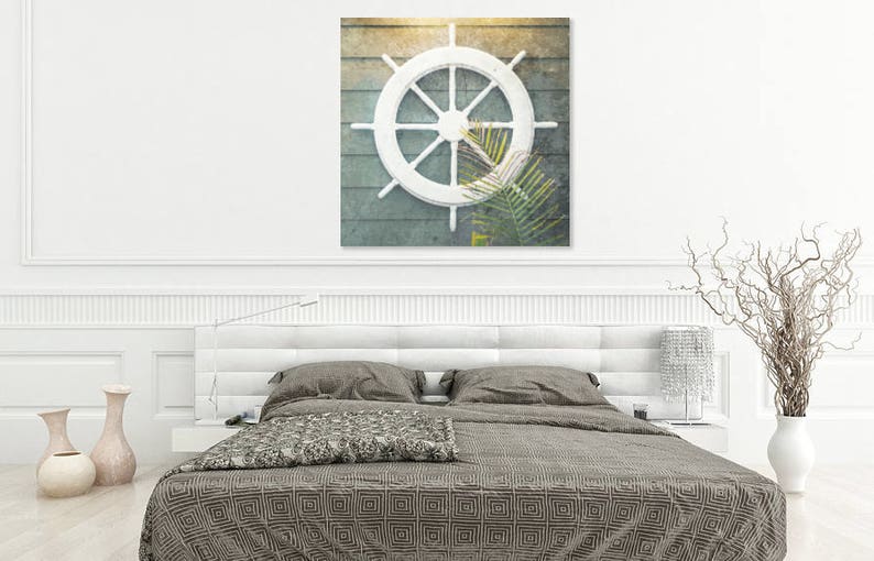 Ship Wheel Nautical Decor Print Coastal Decor Beach | Etsy