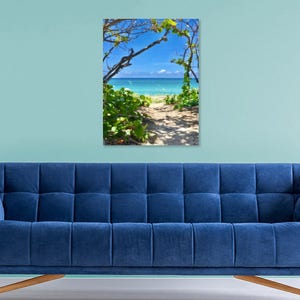 Seascape Art Coastal Decor Nautical Decor Print Coastal Photography Print Blue Sky Turquoise Ocean Greenery Art Beach House Decor image 3
