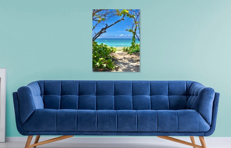 Seascape Art Coastal Decor Nautical Decor Print Coastal Photography Print Blue Sky Turquoise Ocean Greenery Art Beach House Decor image 3