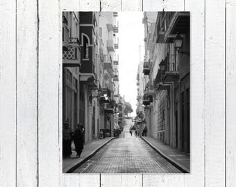 Puerto Rico Architectural Print Wall Art Black and White Street Photography Travel Photography Urban Art Print Fine Art Photography San Juan