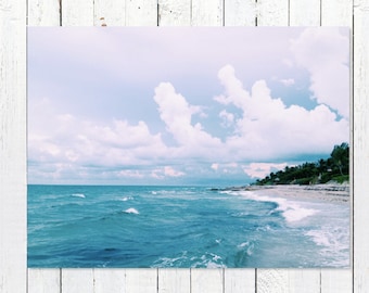 Beach House Art | Ocean Photography | Turquoise Sea Over Endless Blue Horizon | Large Photo Wall Art Decor Pictures | Coastal Decor Beach