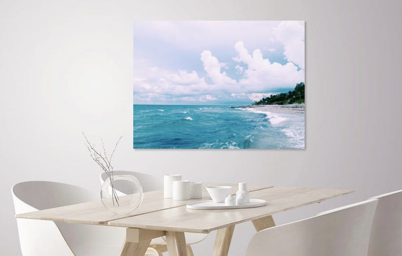 Beach House Art Ocean Photography Turquoise Sea Over Endless Blue Horizon Large Photo Wall Art Decor Pictures Coastal Decor Beach image 2