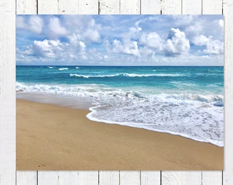 Beach Photography Print | Blue Seascape Decor | Large Blue Ocean Wall Art | Blue + White Beach Themed Gift | Nautical Decor, Coastal Decor