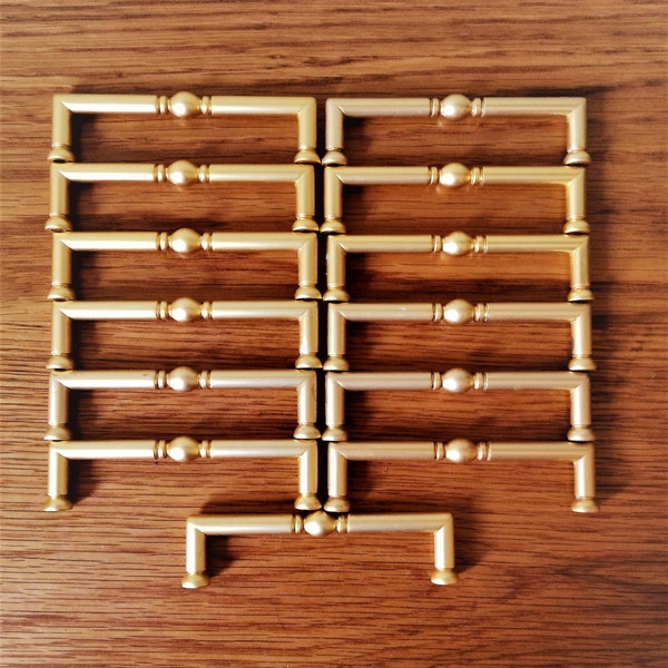 Gold Tone Drawer Pulls Lot of 13, Gold Drawer Pulls, Dresser Pulls, Kitchen Cabinet Handles, Cabinet Pulls Contemporary Modern Hardware