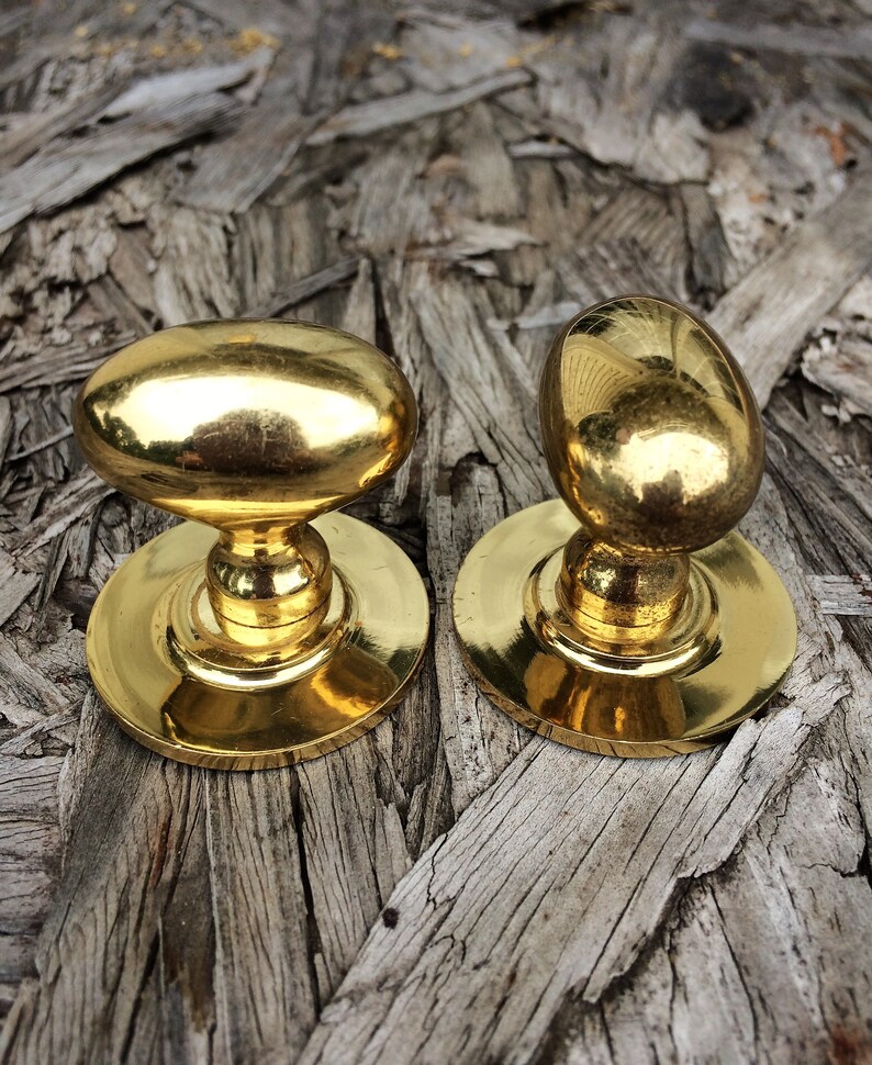 Polished Brass Drawer Pulls With Backplates Sets of 6 Oval Etsy