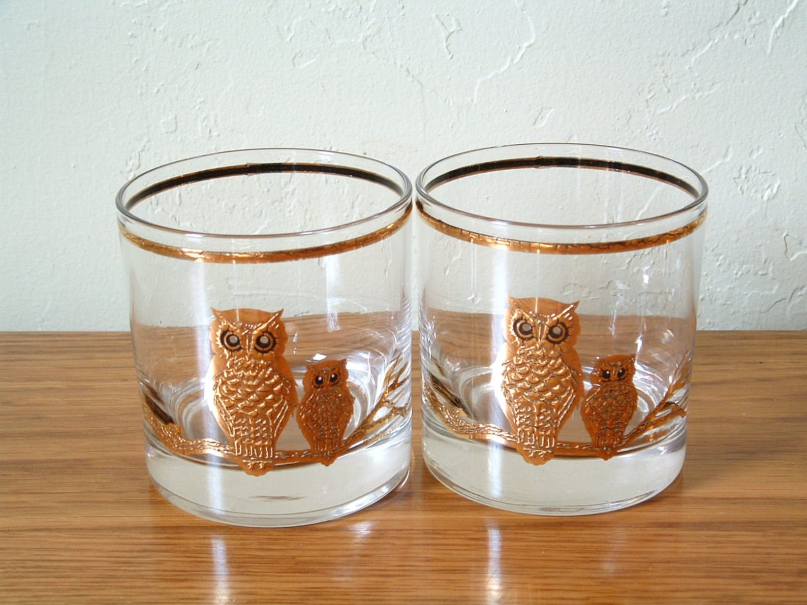 Vintage Culver Cocktail Owl Glasses Set of 4 Gold Owl Lowball Etsy