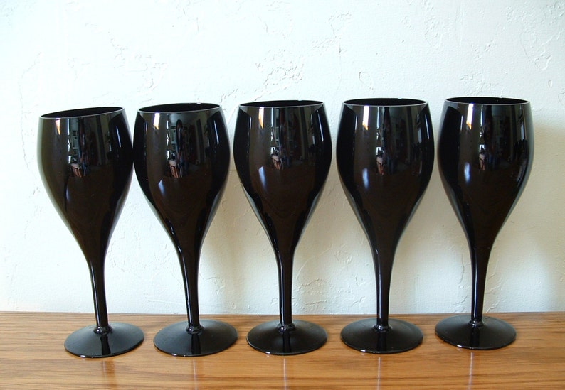 Vintage Mikasa Crystal Glasses Elegance Midnight Black Set of Etsy