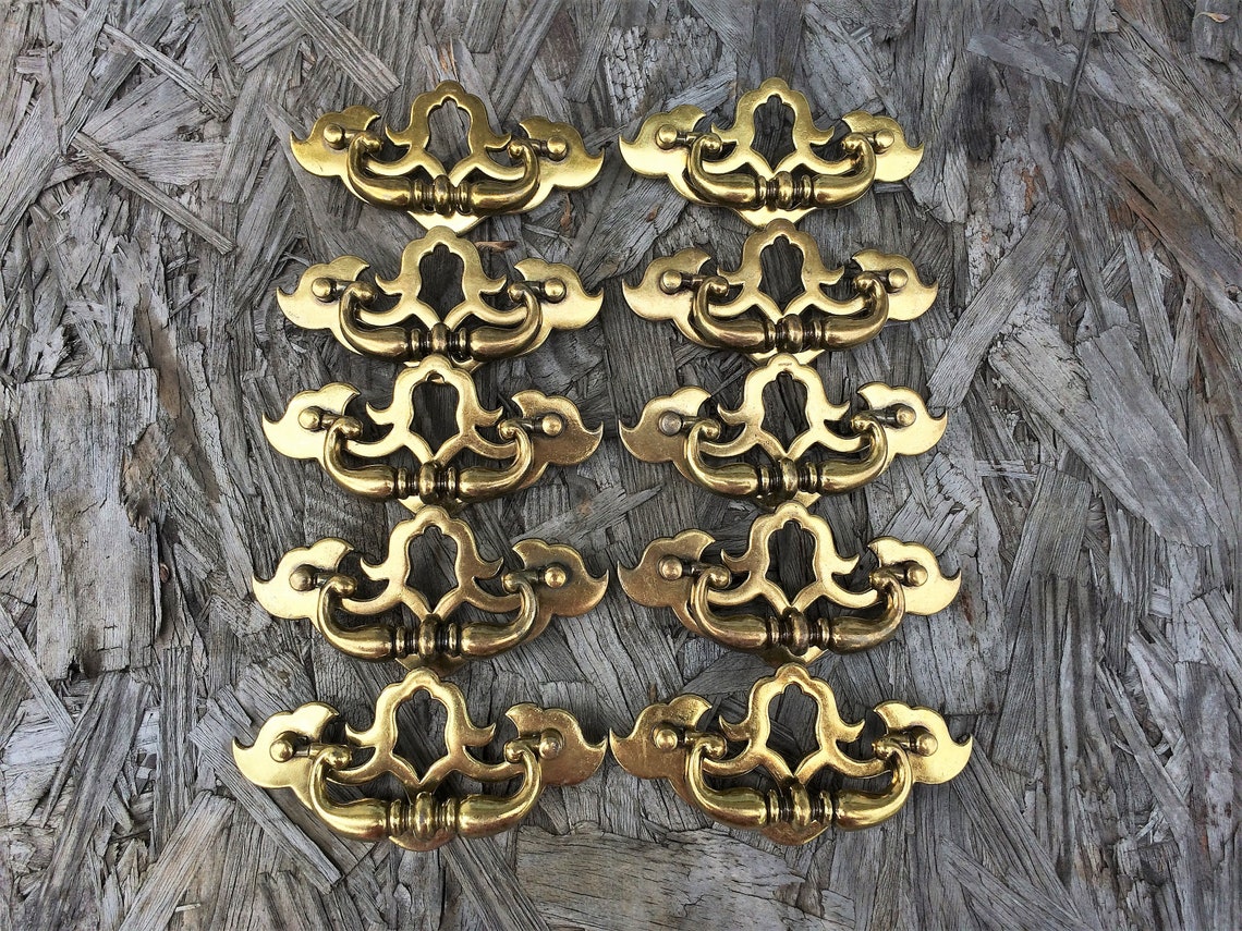 RESERVED Brass Chippendale Drawer Pulls Lot of 10 Dresser Etsy