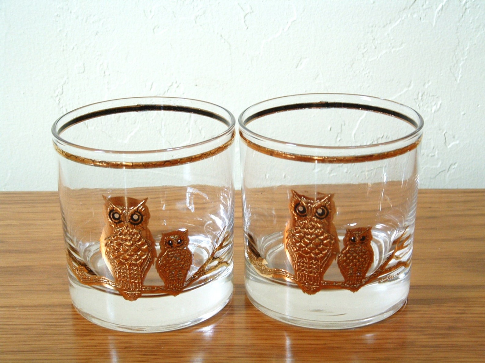 Vintage Culver Cocktail Owl Glasses Set of 4 Gold Owl Lowball Etsy