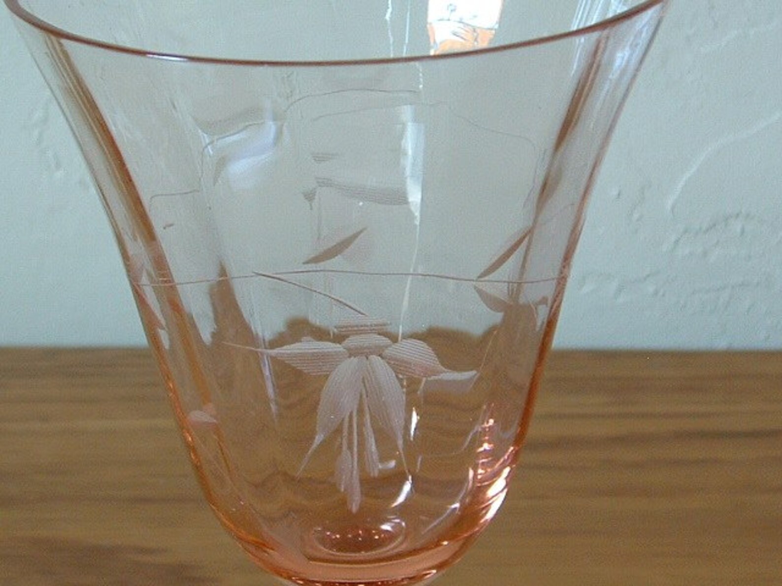 Vintage Pink Depression Glass Wine Glasses Goblets Etched Set Etsy