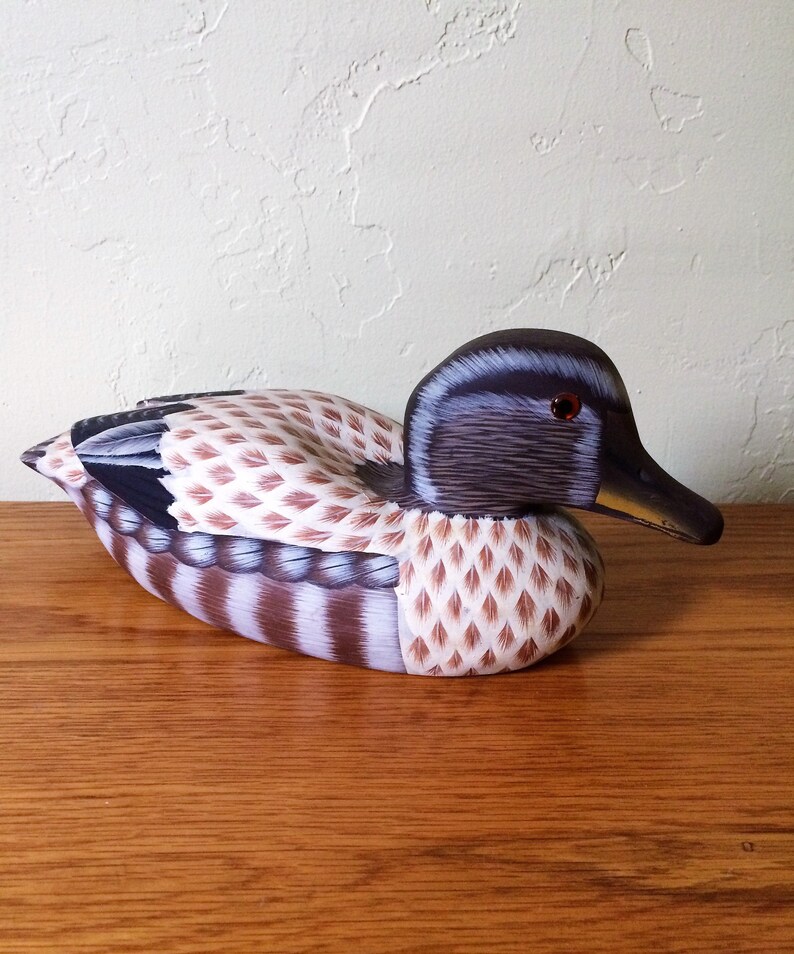 Wood Duck Decoy Decorative Wooden Duck Decoy Hand Painted Etsy