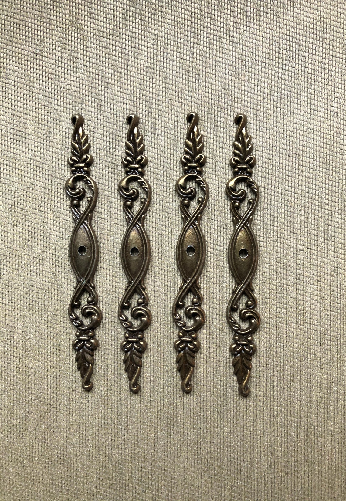 Antique Brass Drawer Pulls With Back Plates Set of 4 Drawer Etsy
