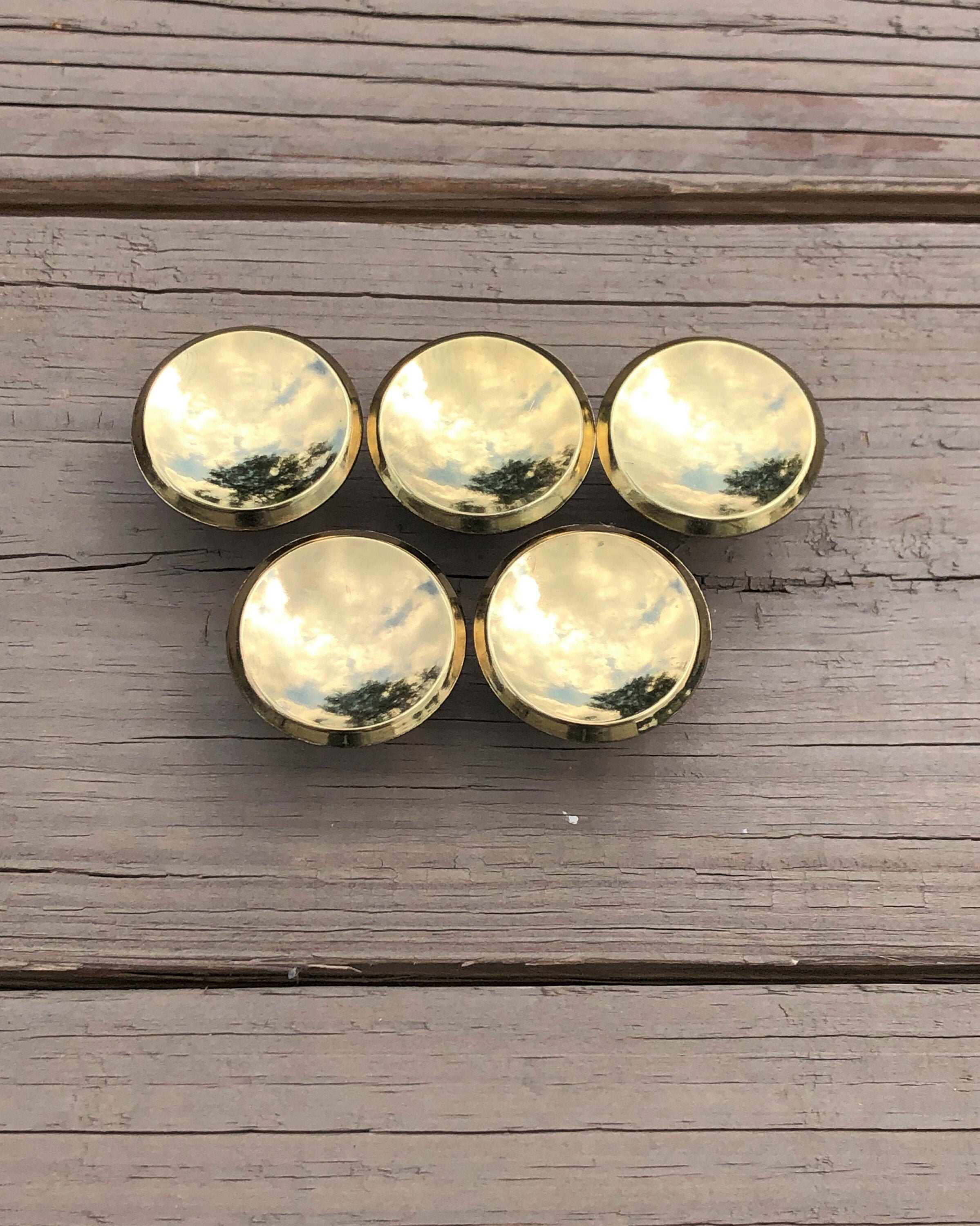 MCM Concave Brass Finish Drawer Knobs Lot Of 5 Mid Century Etsy