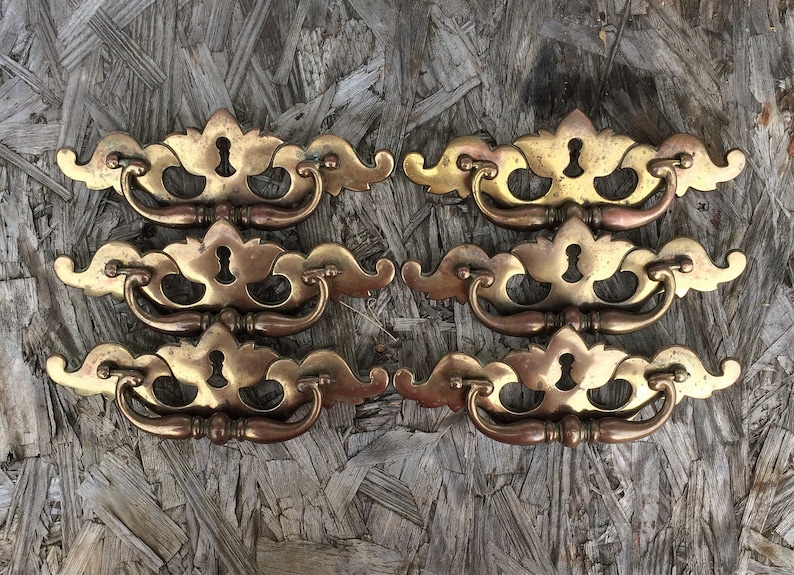 Brass Chippendale Drawer Pulls Keyhole Keeler Brass Large Etsy