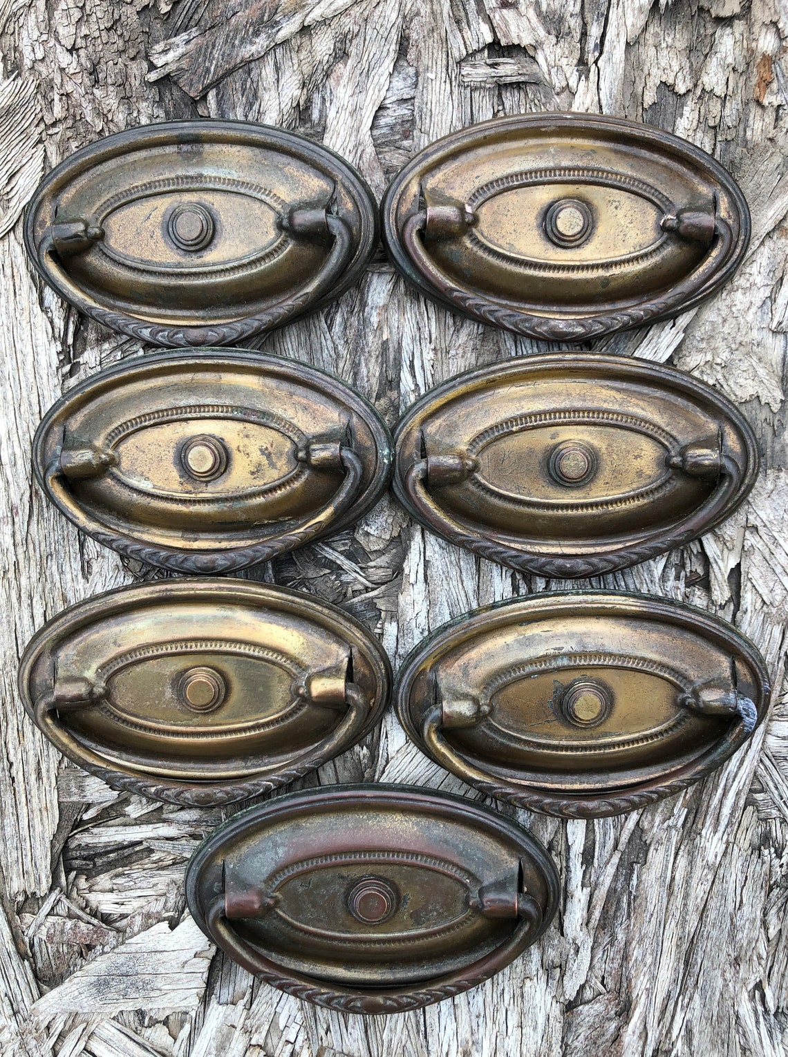 Hepplewhite Drawer Pulls Oval Sets Of 2 Antique Brass Color Etsy