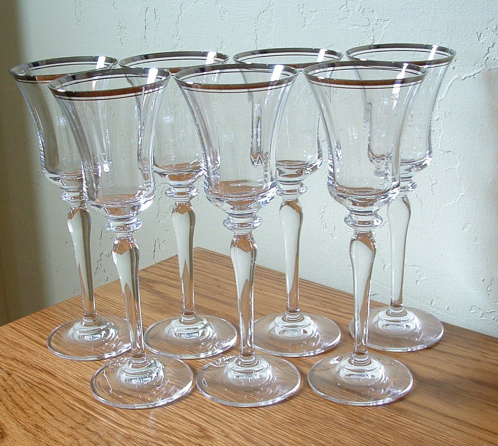 Vintage Mikasa Wine Glasses Crystal Jamestown Platinum Rim Set Etsy