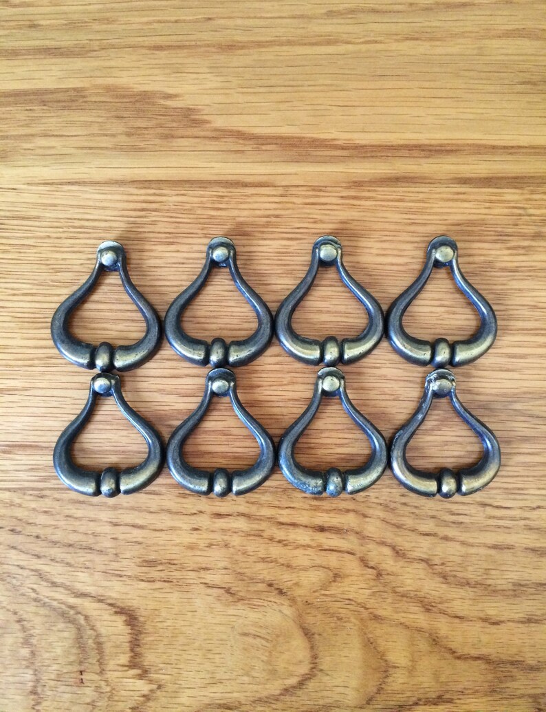 Brass Drawer Pulls Lot Of 8 Brass Ring Pulls Dresser Pulls Etsy