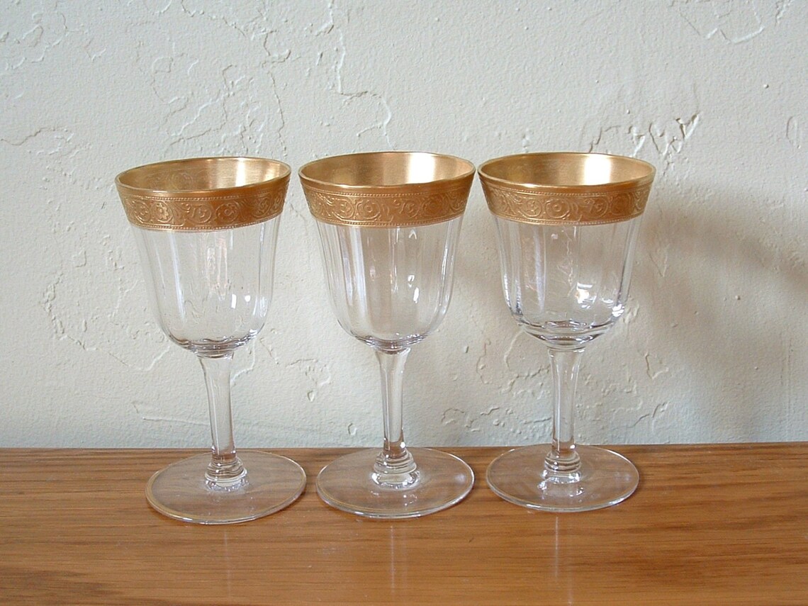 Vintage Gold Rim Cordial Glasses Crystal Set of 7 Minton Etsy