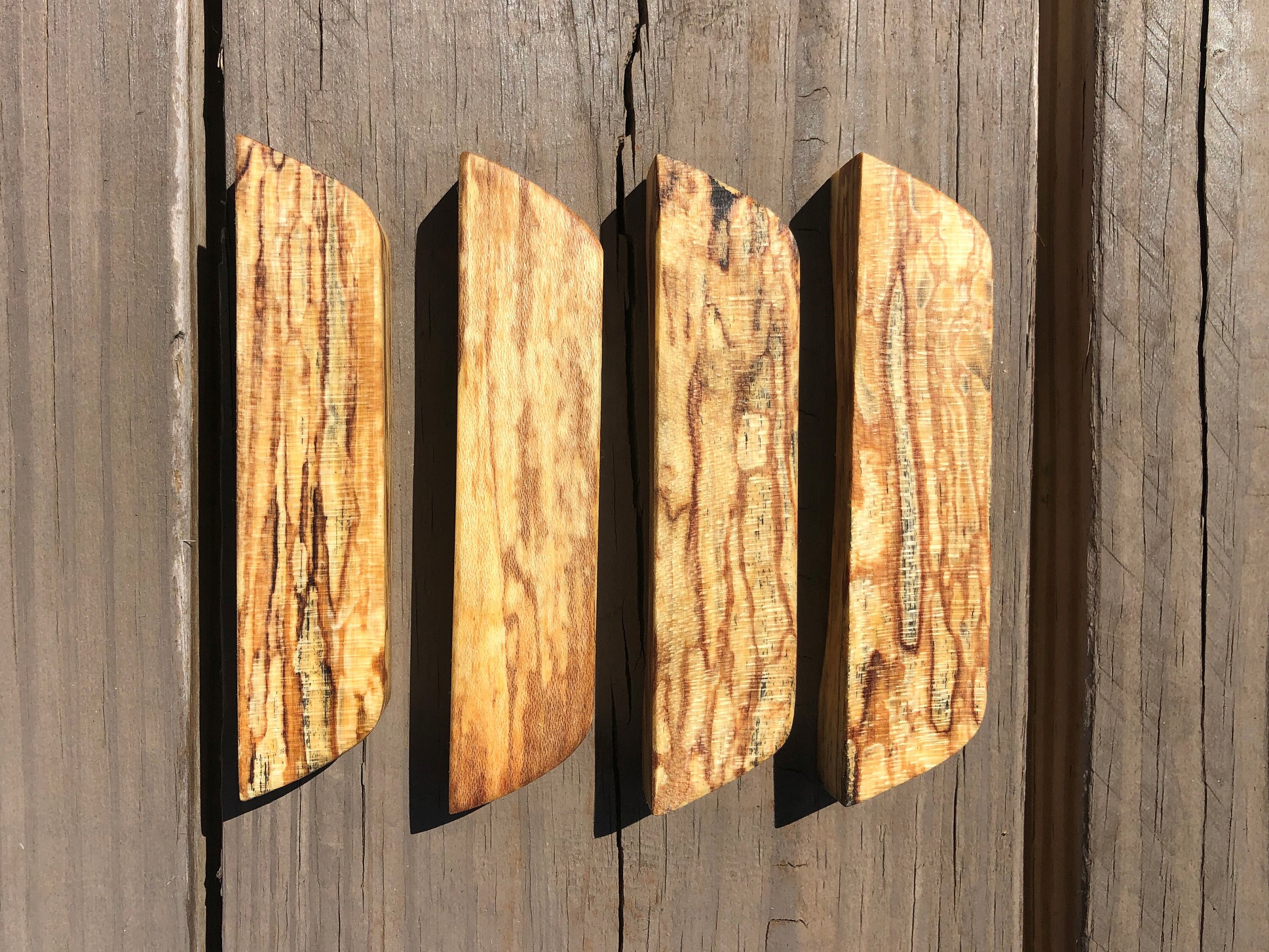 Wood Drawer Pulls Spalted Maple Set of 4 Bin Cup Handles Etsy