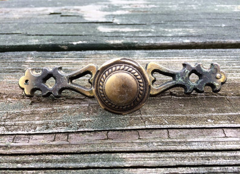 Brass Drawer Pulls With Backplates 11 Available Antique Brass Etsy