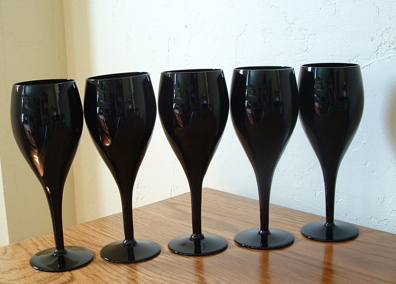 Vintage Mikasa Crystal Glasses Elegance Midnight Black Set of Etsy