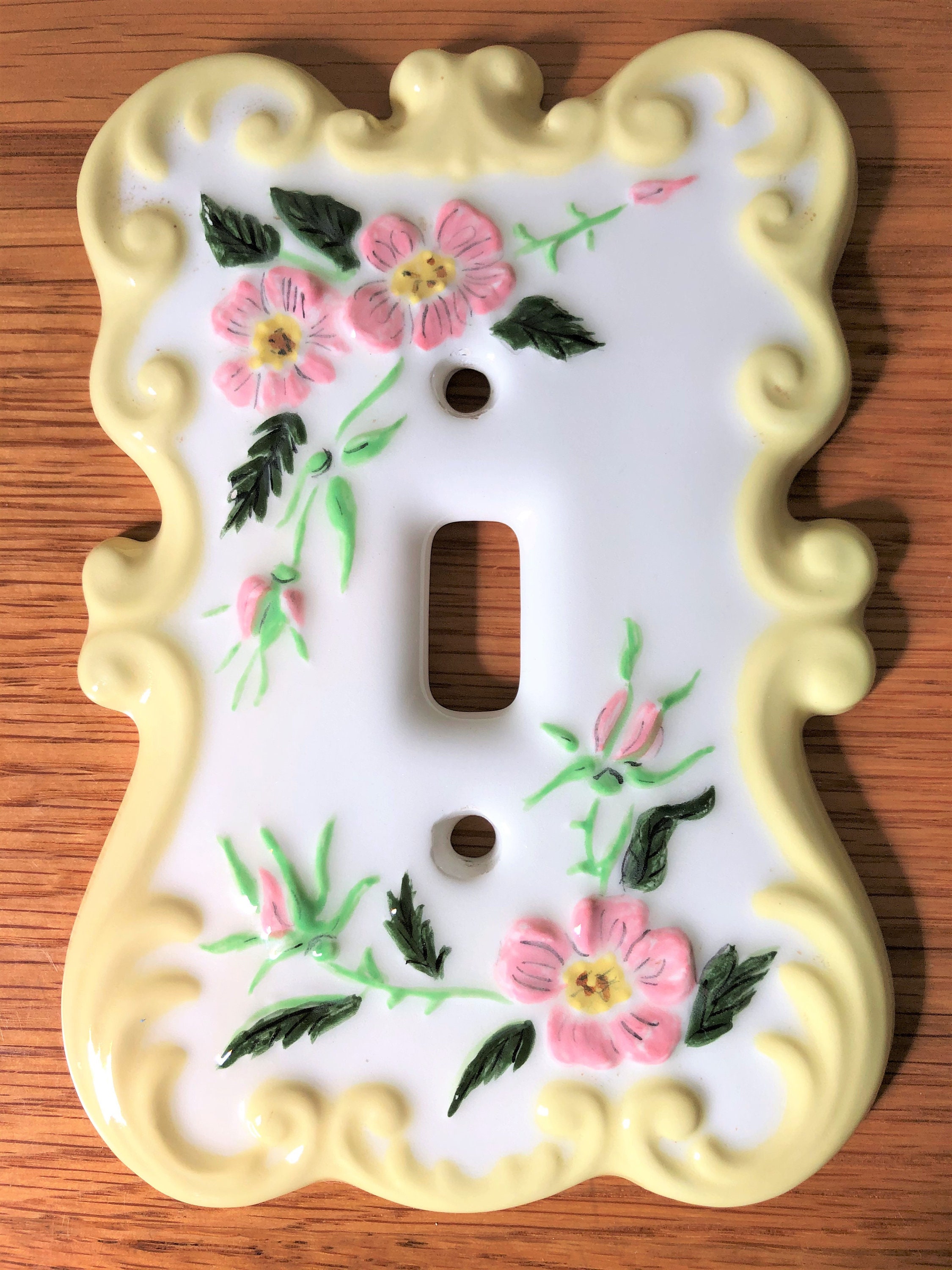 Single Toggle Switch Plate Cover Hand Painted Ceramic Yellow Etsy