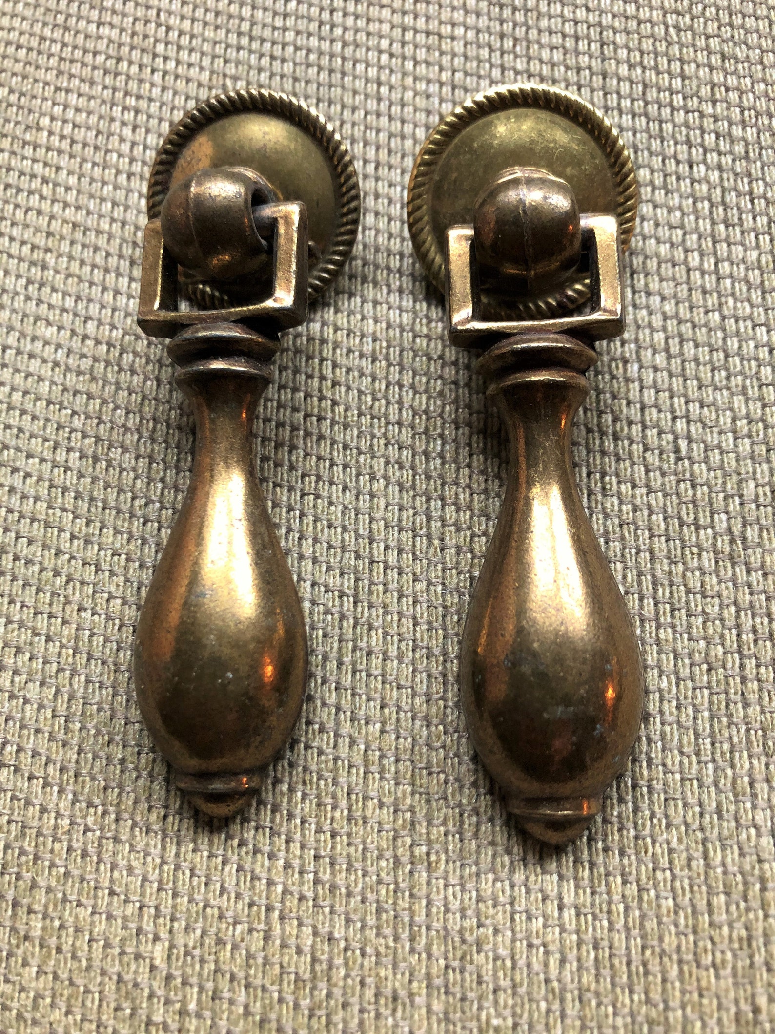 Tear Drop Drawer Pulls KBC Vintage Set of 2 With Back Plate Etsy