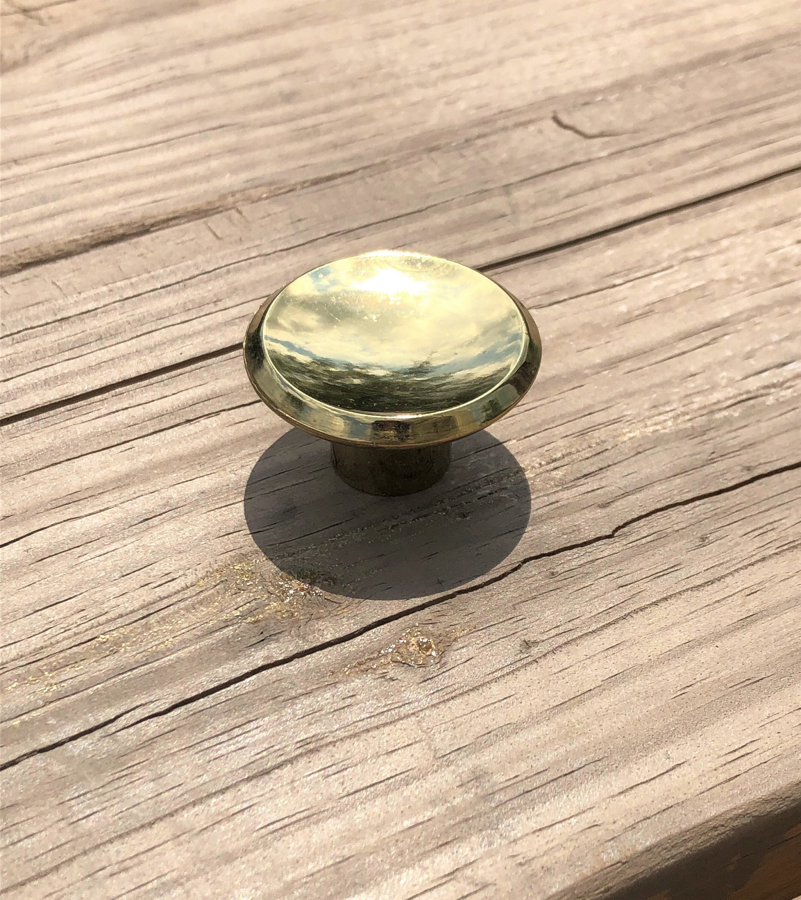 MCM Concave Brass Finish Drawer Knobs Lot Of 5 Mid Century Etsy