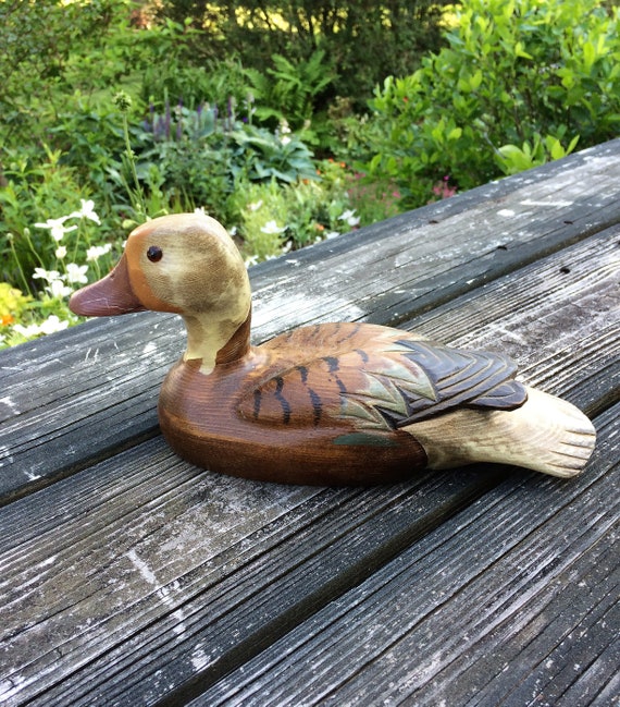 Carved Duck Decoy Decorative Wooden Duck Decoy Cabin Decor Etsy