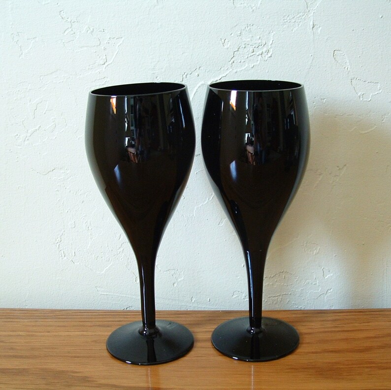 Vintage Mikasa Crystal Glasses Elegance Midnight Black Set of Etsy