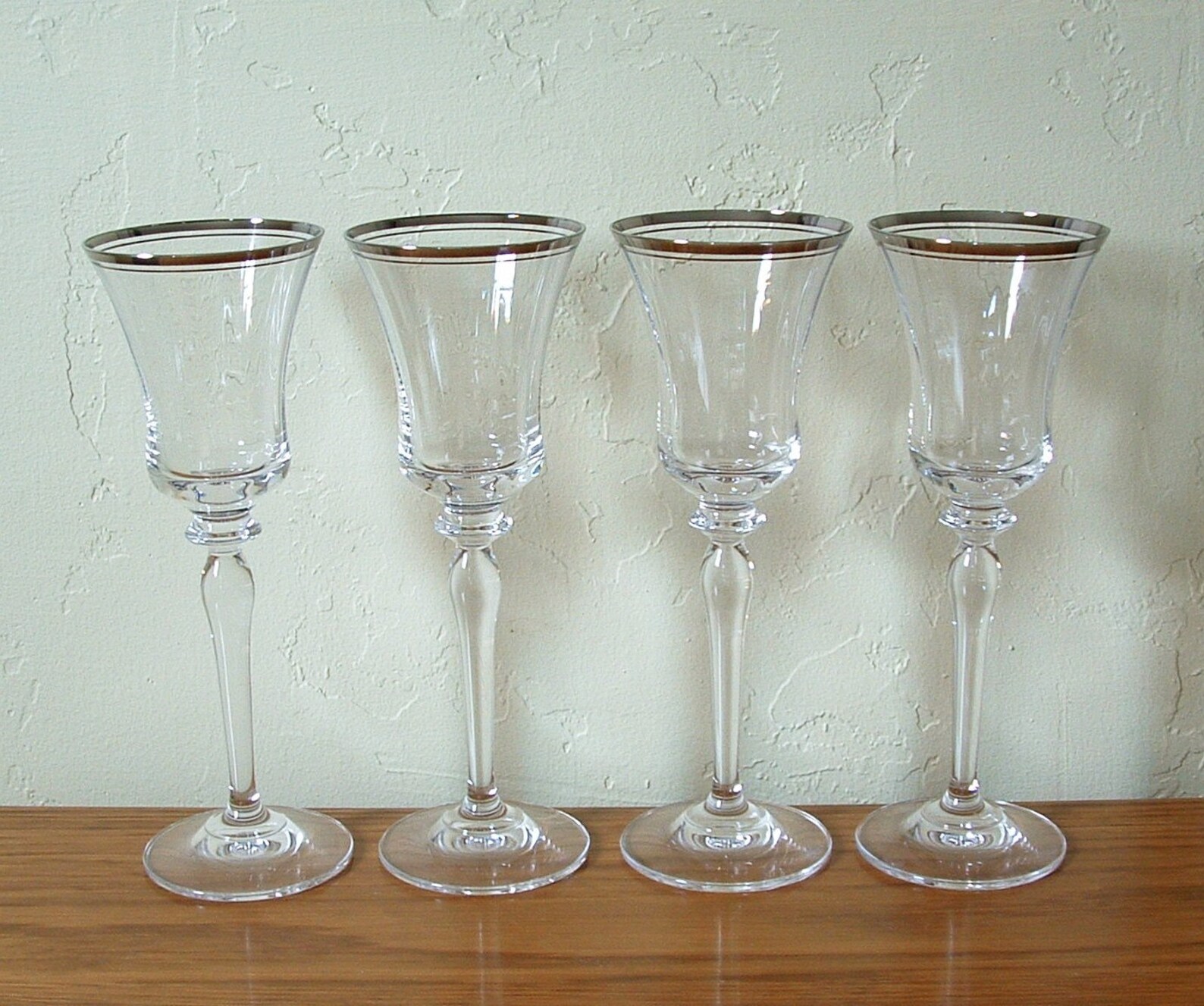 Vintage Mikasa Wine Glasses Crystal Jamestown Platinum Rim Set Etsy