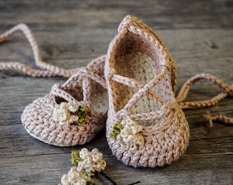 Crochet Baby Pattern Strappy Ballet Flats - Baby Ballerina - 3 sizes & 3 variations included - Newborn - 12 months - Instant Download kc550