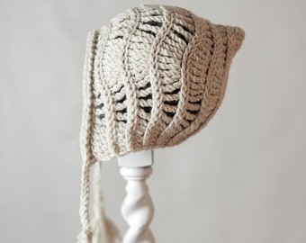 Crochet Pattern - 2 versions - Baby Bonnet- Modern Vintage Heirloom Crochet Summer Winter- Infant Baby Toddler Child -  kc550