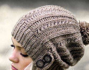 Crochet Pattern - Very Stretchy - Crochet Hat - Knit Look Crochet Slouch hat - baby toddler child adult - Instant Download  kc550