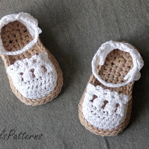 Crochet Pattern for Baby Espadrille Sandals - Crochet pattern 119 - Instant Download L