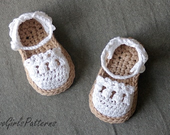 Crochet Pattern for Baby Espadrille Sandals - Crochet pattern 119 - Instant Download L