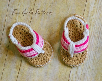 Crochet Pattern for Sporty Flip Flop Baby Sandals - Crochet pattern number 116 - Instant Download