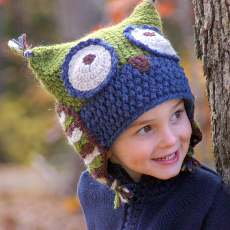 Crochet Hat Patterns Owl Hat five sizes included from baby to adult Instant Download pattern number 121 image 2