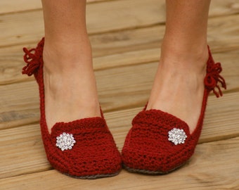 Crochet Pattern for Womens House Slippers - Pattern number 117 - Instant Download L