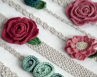 Flower and Headband Value Pack - 6 headbands 3 flower patterns included - Easy - Newborn to Adult sizing - Instant Download - kc550