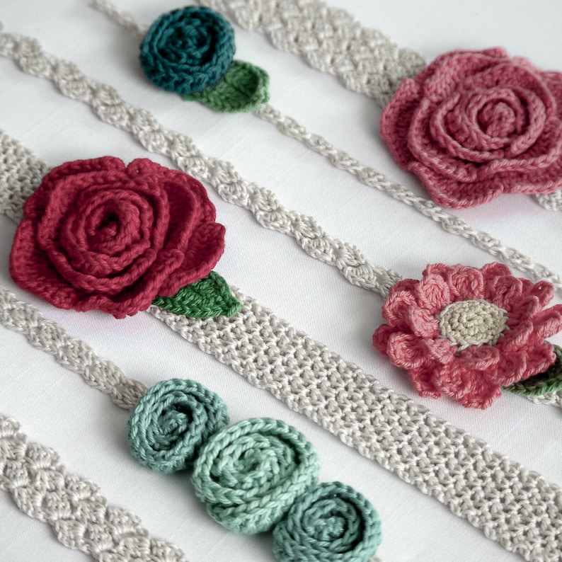 Flower and Headband Value Pack 6 headbands 3 flower patterns included Easy Newborn to Adult sizing Instant Download kc550 image 1