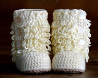 CROCHET PATTERN #200 - Baby Furrylicious Boots - Loopy Crochet Boots Instant Download kc550