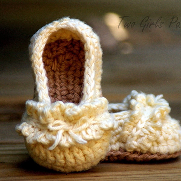 CROCHET PATTERN #108 - Ruffle Ballet Flats - Instant Download - Baby Booties Crochet pattern - baby shoe pattern - baby sizes L