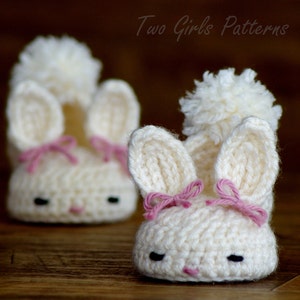 CROCHET PATTERN 204 Baby booties Bunny Slipper Instant Download Classic Year-Round Bunny House Slippers kc550 image 5