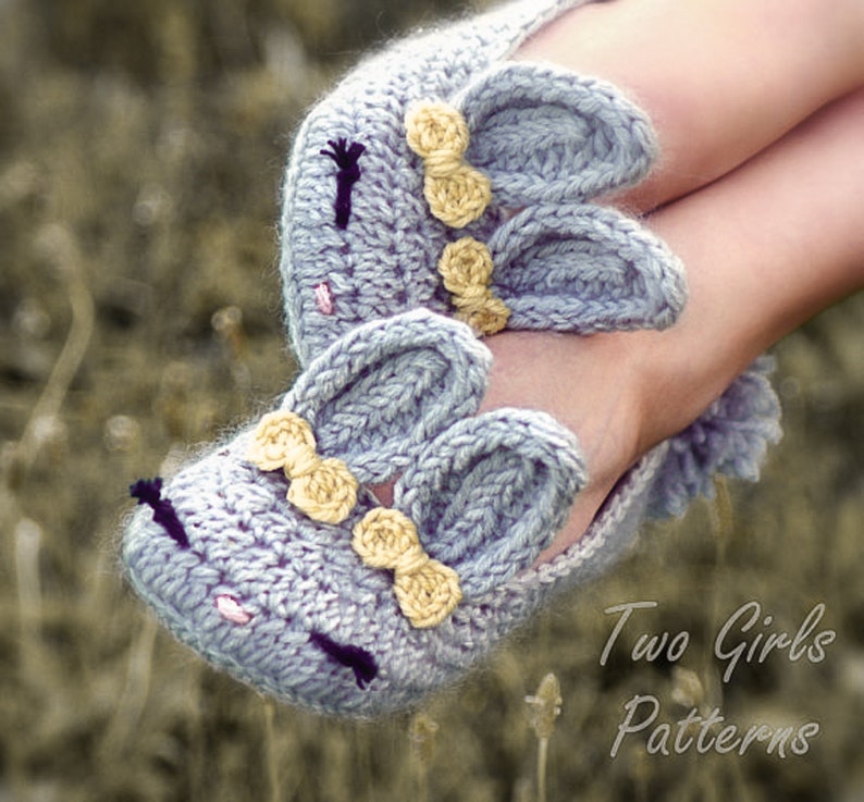 Women's Slippers The Classic Year-Round Bunny House Slipper PDF crochet pattern Women's sizes 5 10 Pattern 212 Instant Download kc550 image 4